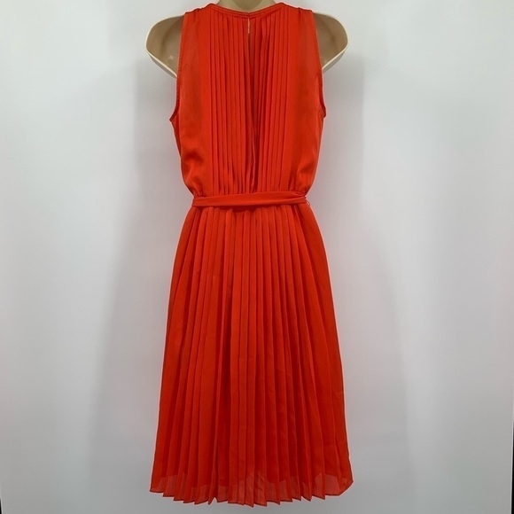 DVF Diane von Furstenberg Ria Spicy Orange pleated shift dress chiffon new 0 - Picture 5 of 7